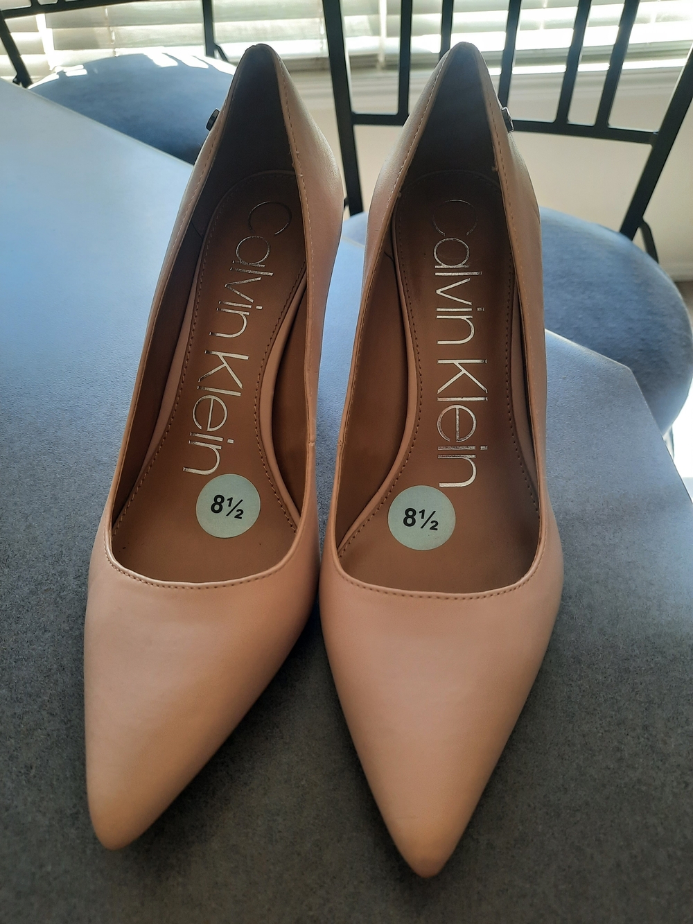 Calvin Klein Blush Pointed-Toe Leather Pumps